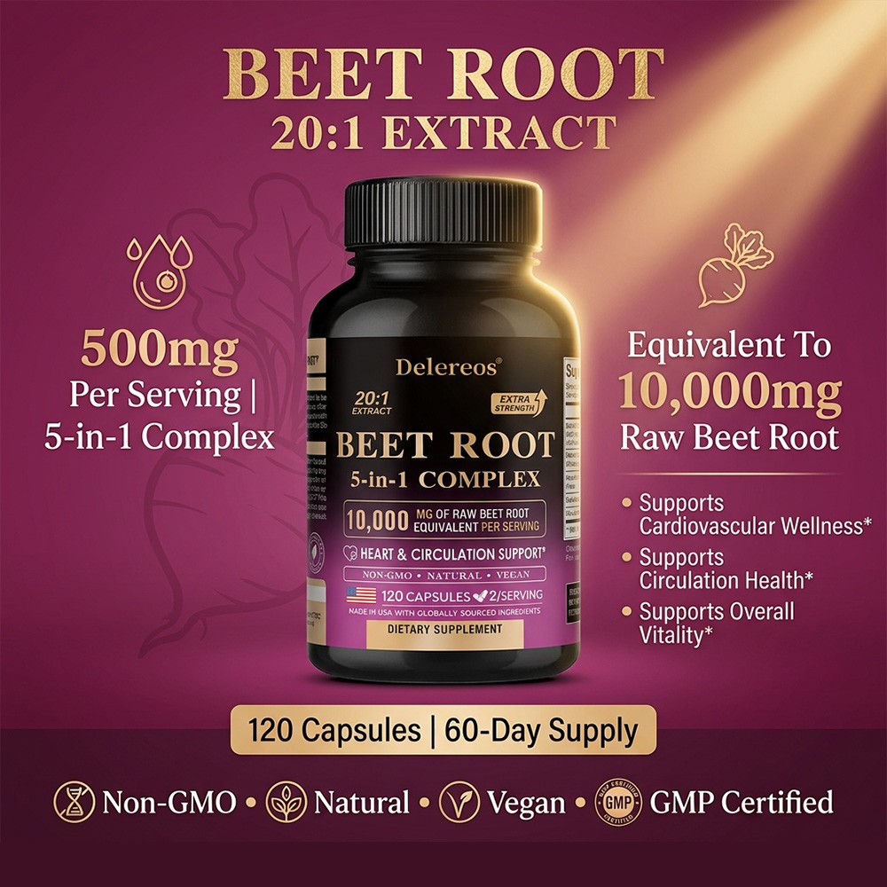 5in1 Beet Root Complex10000mg 30~120Caps with Hawthorn&Hibiscus for Circulation