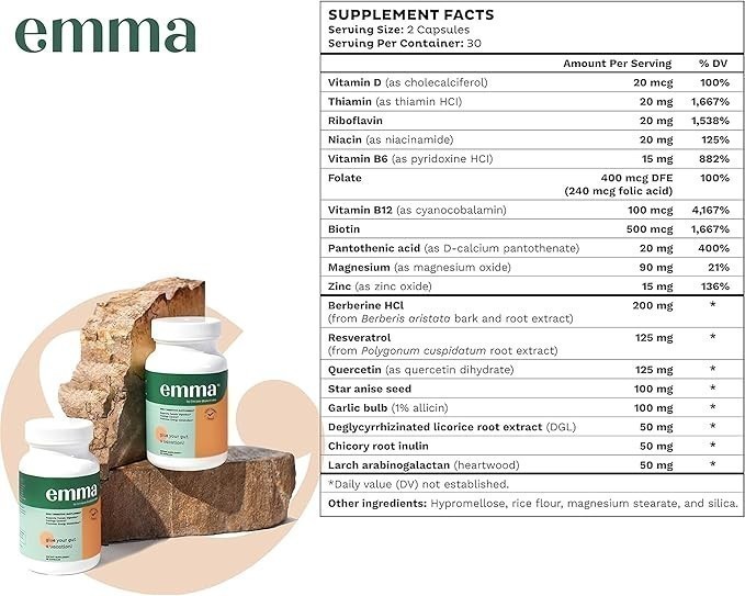 3 Pack Emma Relief Supplement for Gut Health Issues & Gut Bloating 60 capsules