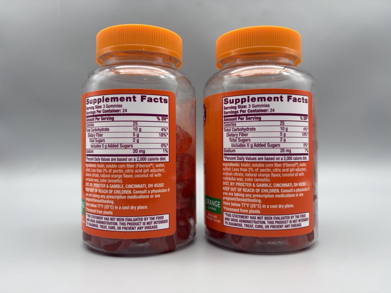 2 Pks Metamucil Fiber Sugar Free Orange Gummies Supplement 72 Ct Exp 08/2028 A