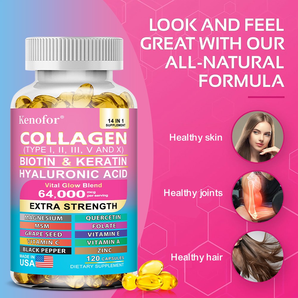 Collagen Supplements Improve Skin Nail Hair Joint Health Vitamins 120 Softgels