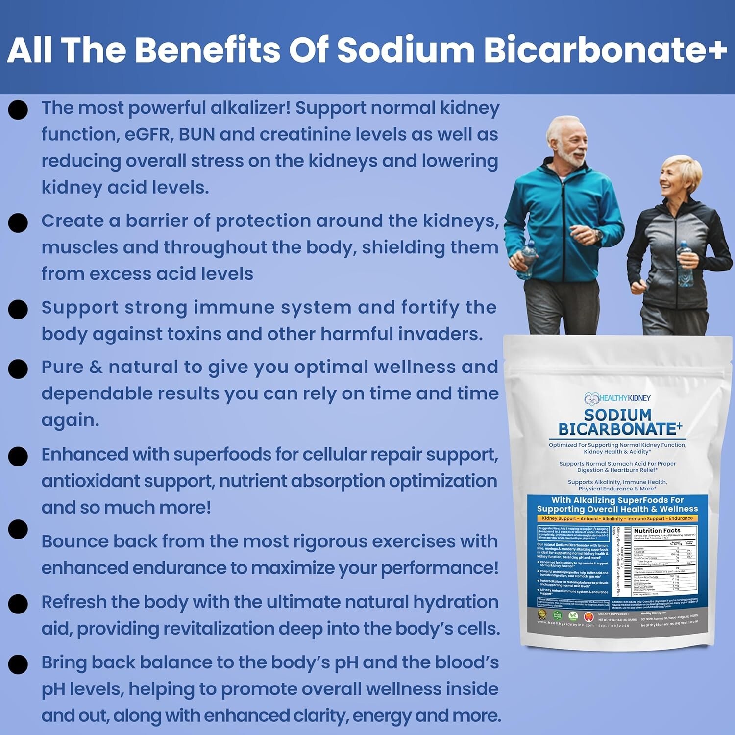 Organic Use Sodium Bicarbonate Alkaline Supplement Kidneys Stomach Powder 1LB