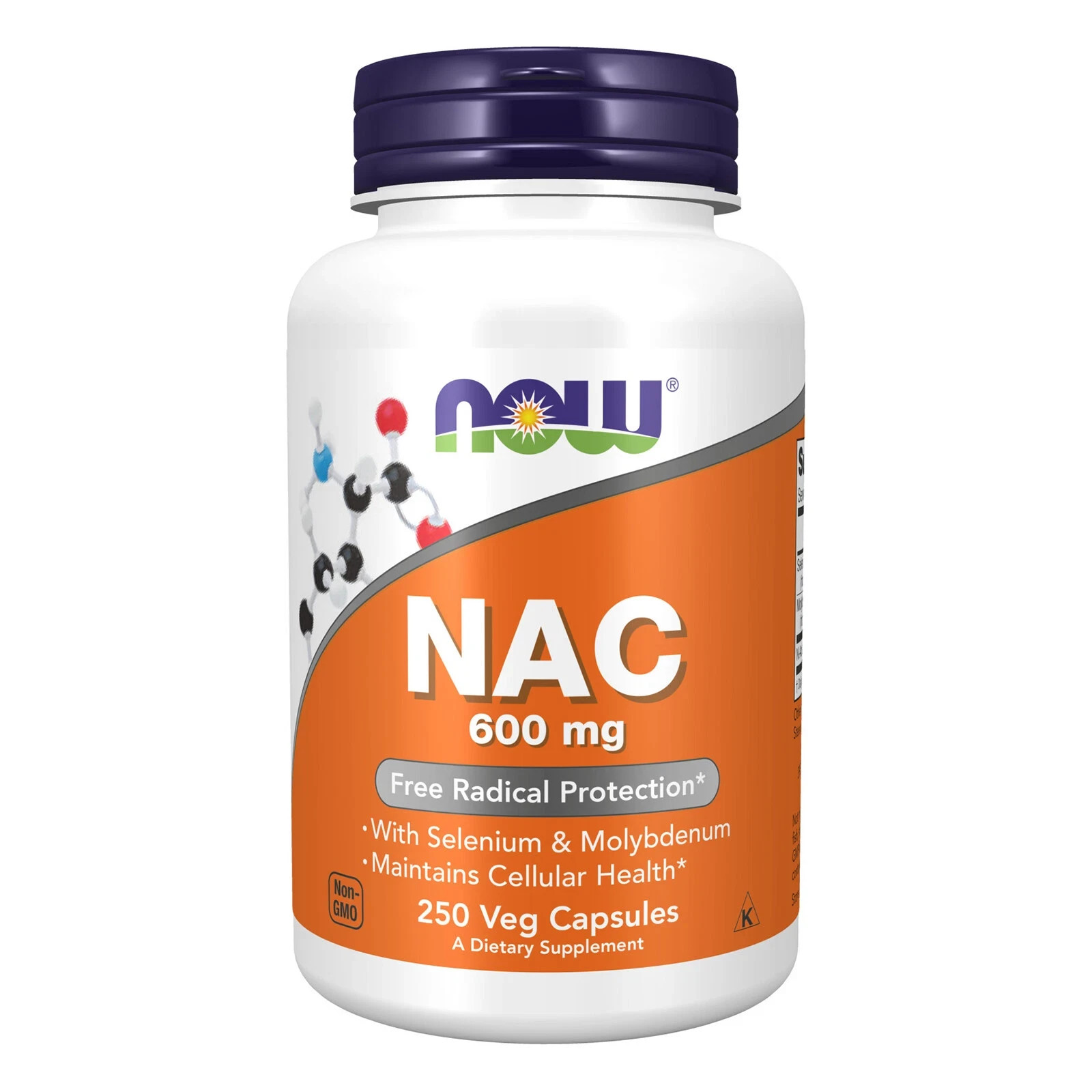 NOW NAC 600 mg Free Radical Protection 250 Capsules, Exp 0 1/2030