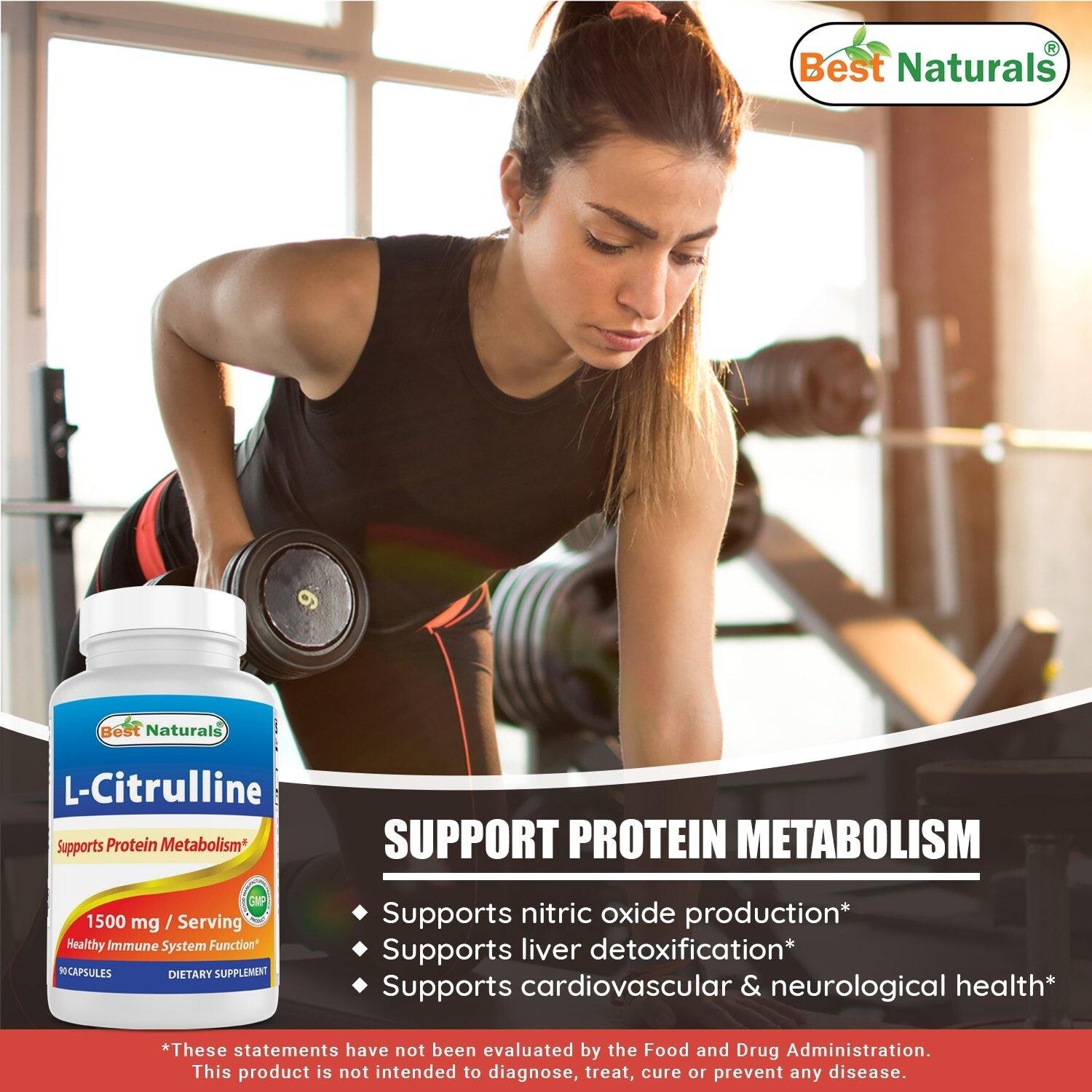 2 Pack Best Naturals L-Citrulline 1500mg/Serving 90 Capsules