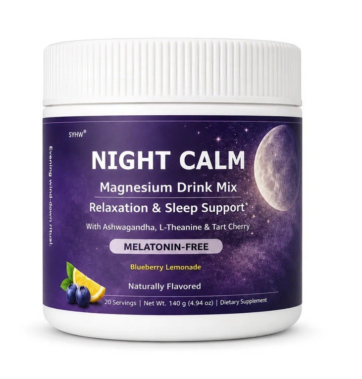 SYHW Night Calm Magnesium Drink Mix Blueberry Lemonade Melatonin-Free Vegan 140g