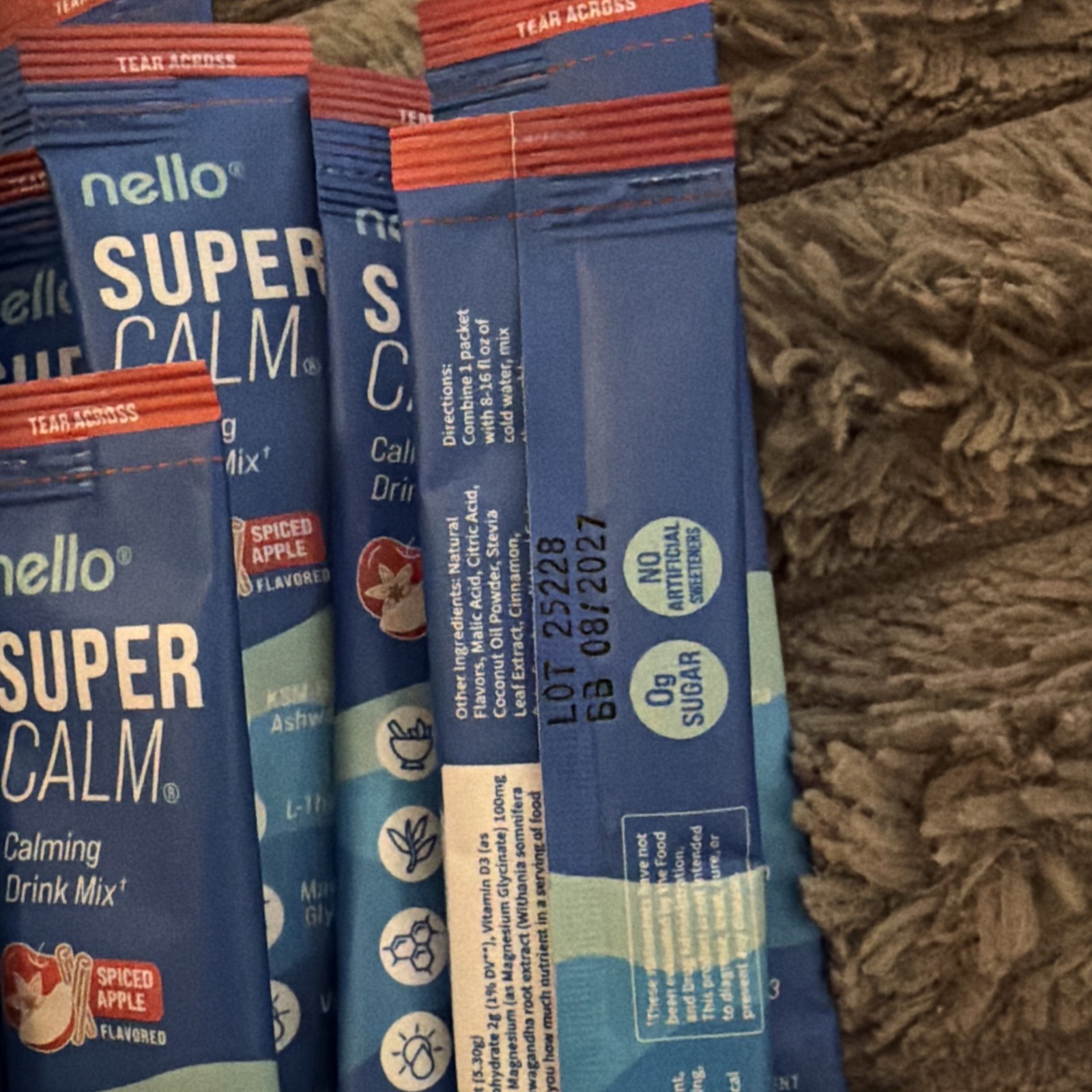 Nello Supercalm Calming Drink Mix Supplement – Spiced Apple – 24 Count – 08/27