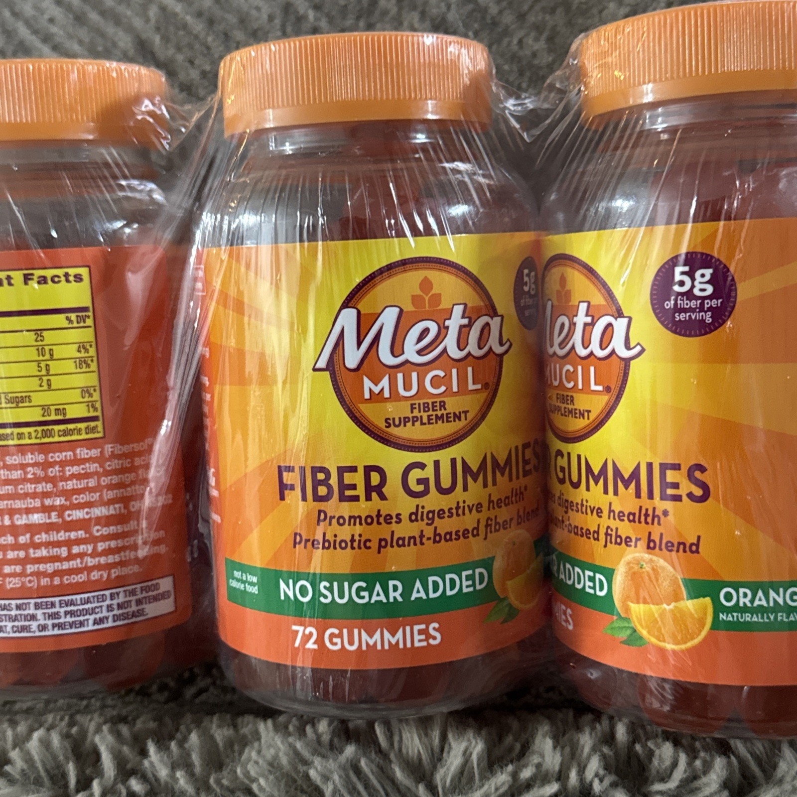 Metamucil Fiber Sugar-Free Orange Gummies Supplement – Pack of 72. Pack Of 3