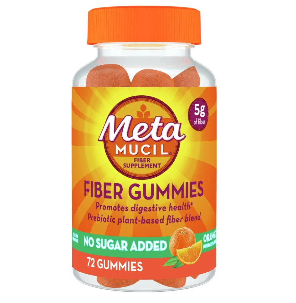Metamucil Fiber Sugar-Free Orange Gummies Supplement Orange Flavor Pack-72 NEW