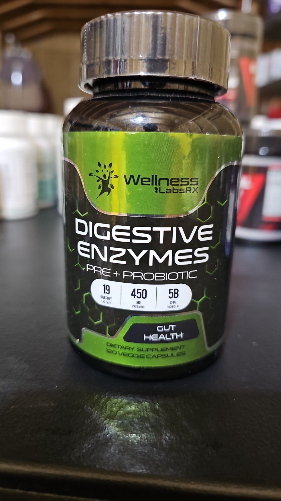 Wellness LabsRX Digestive Enzymes Pre + Probiotic 120 Capsules 450mg Vegan 4pk