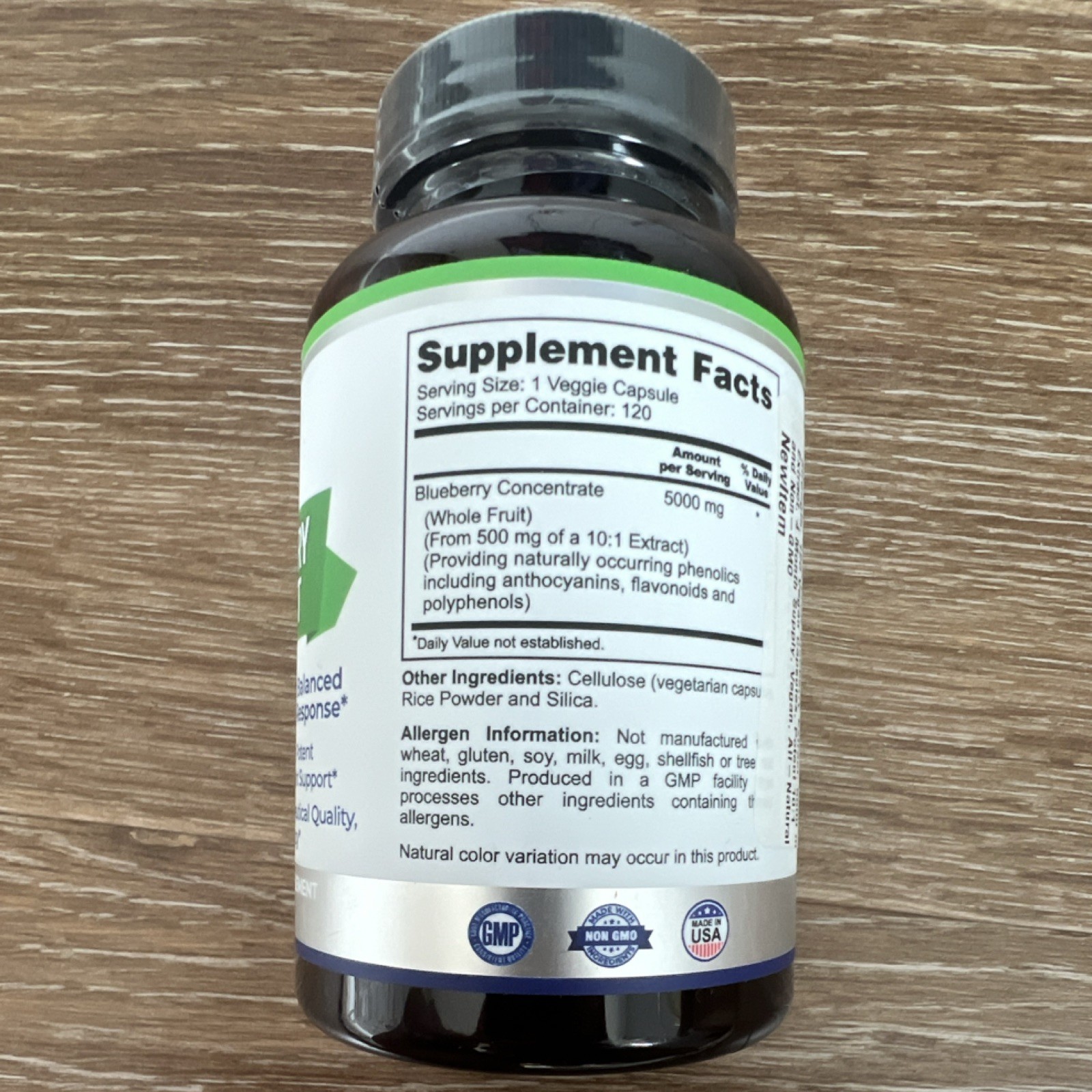 Zazzee Naturals Blueberry Extract 5000mg 120 Vegan Non-GMO Capsules Antioxidant