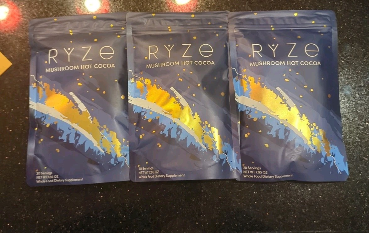 RYZE MUSHROOM Coffee HOT COCOA (3-pack) 60 SERVINGS MUSHROOM Hot Chocolate
