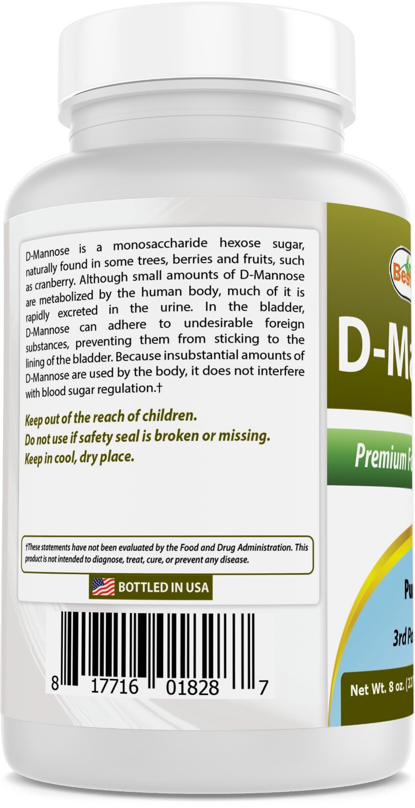Best Naturals D-Mannose Pure Powder – Urinary Tract Cleanse Supplement – 8 OZ