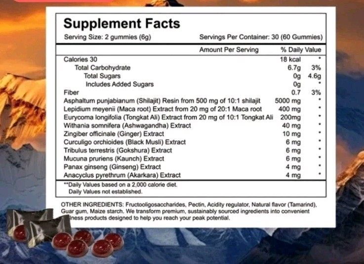 (1) Organic 5000mg Shilajit Gummies Himalayan for Energy & Wellness Supplements