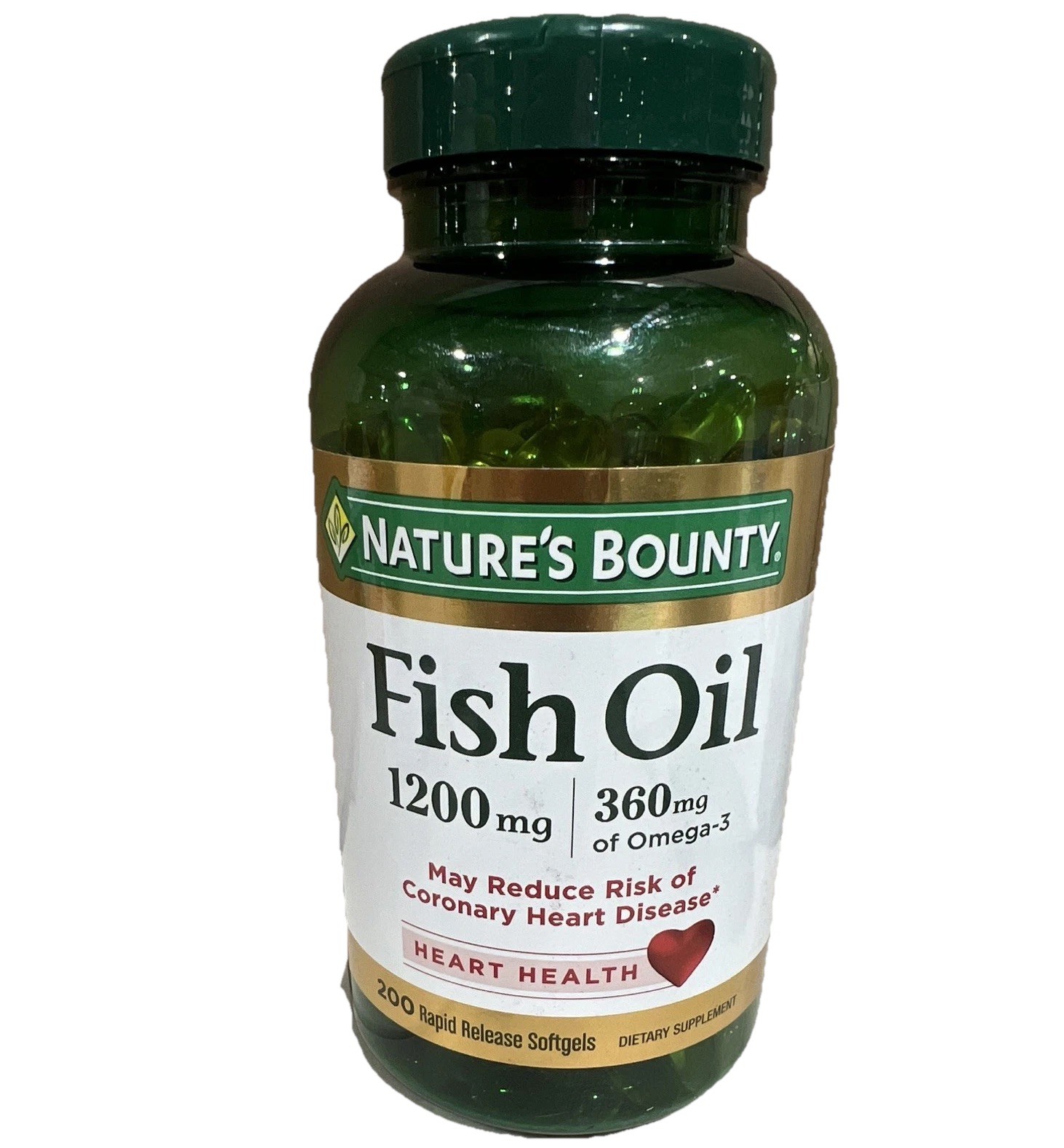 Nature’s Bounty Fish Oil 1200mg 200 Softgels Rapid Release Omega-3 Heart