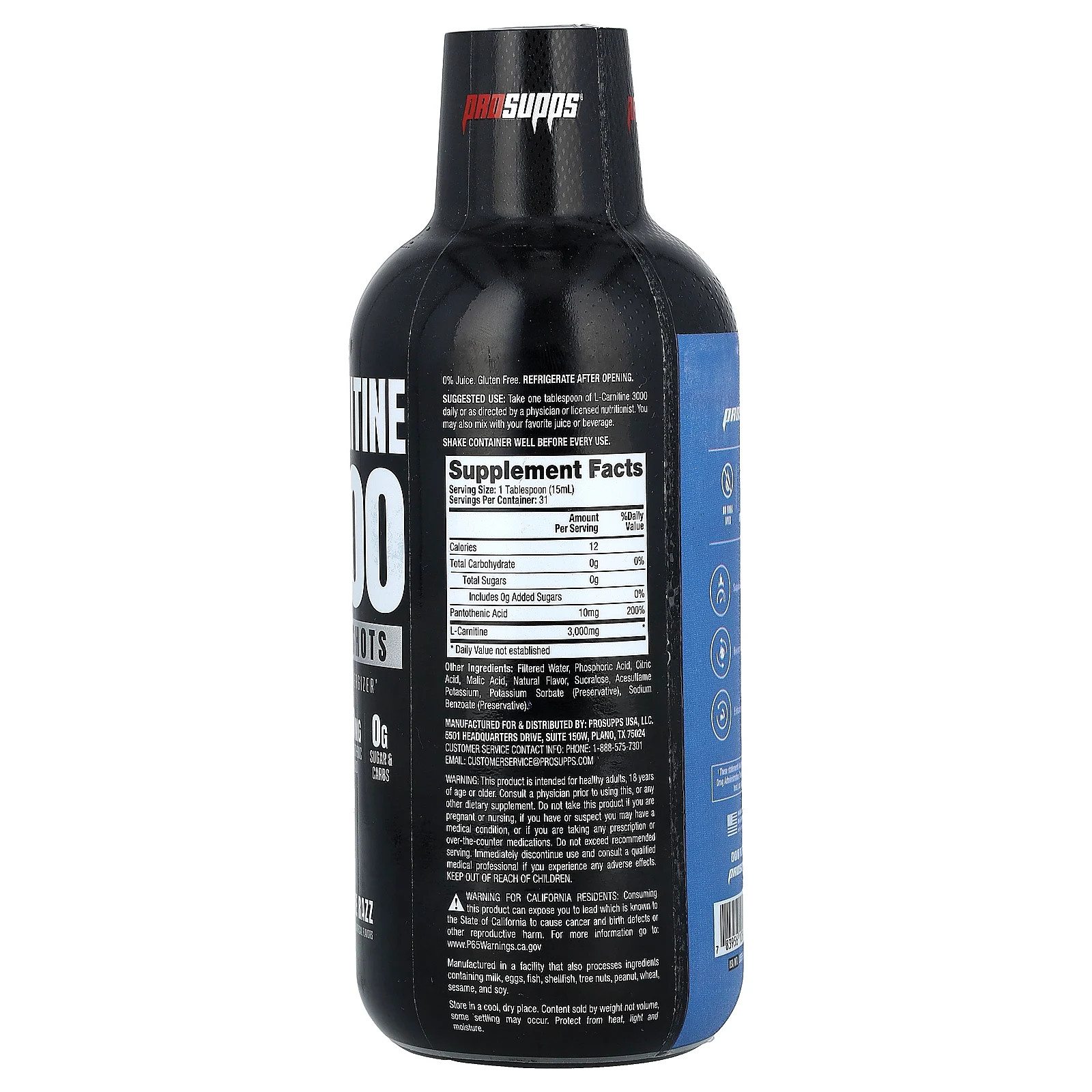 L-Carnitine 3000 Liquid Shots, Blue Razz, 16 fl oz (473 ml)