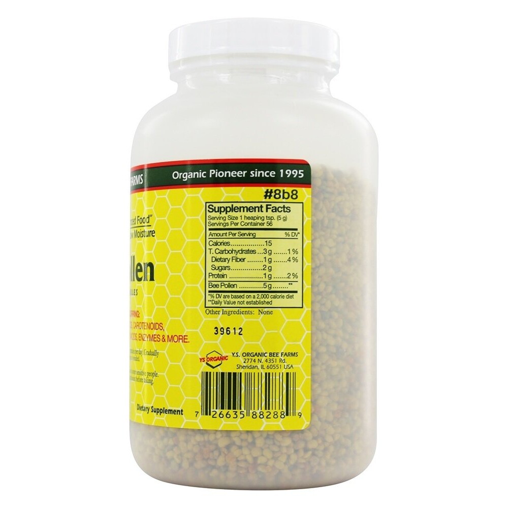 YS Organic Bee Farms Low Moisture Bee Pollen Whole Granules, 10 Ounces