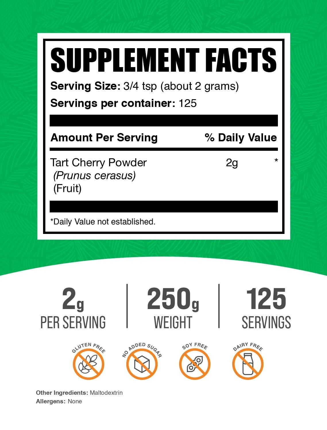 BulkSupplements Tart Cherry Powder 500g – 2g Per Serving