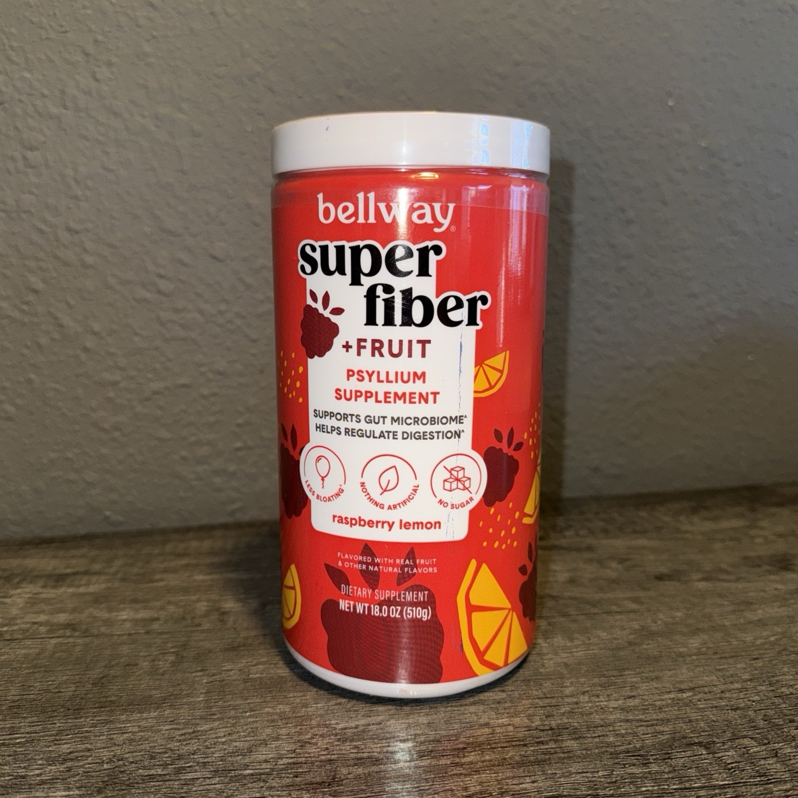 8 X Bellway Super Fiber + Fruit Psyllium Husk Raspberry Lemon 18 oz Each