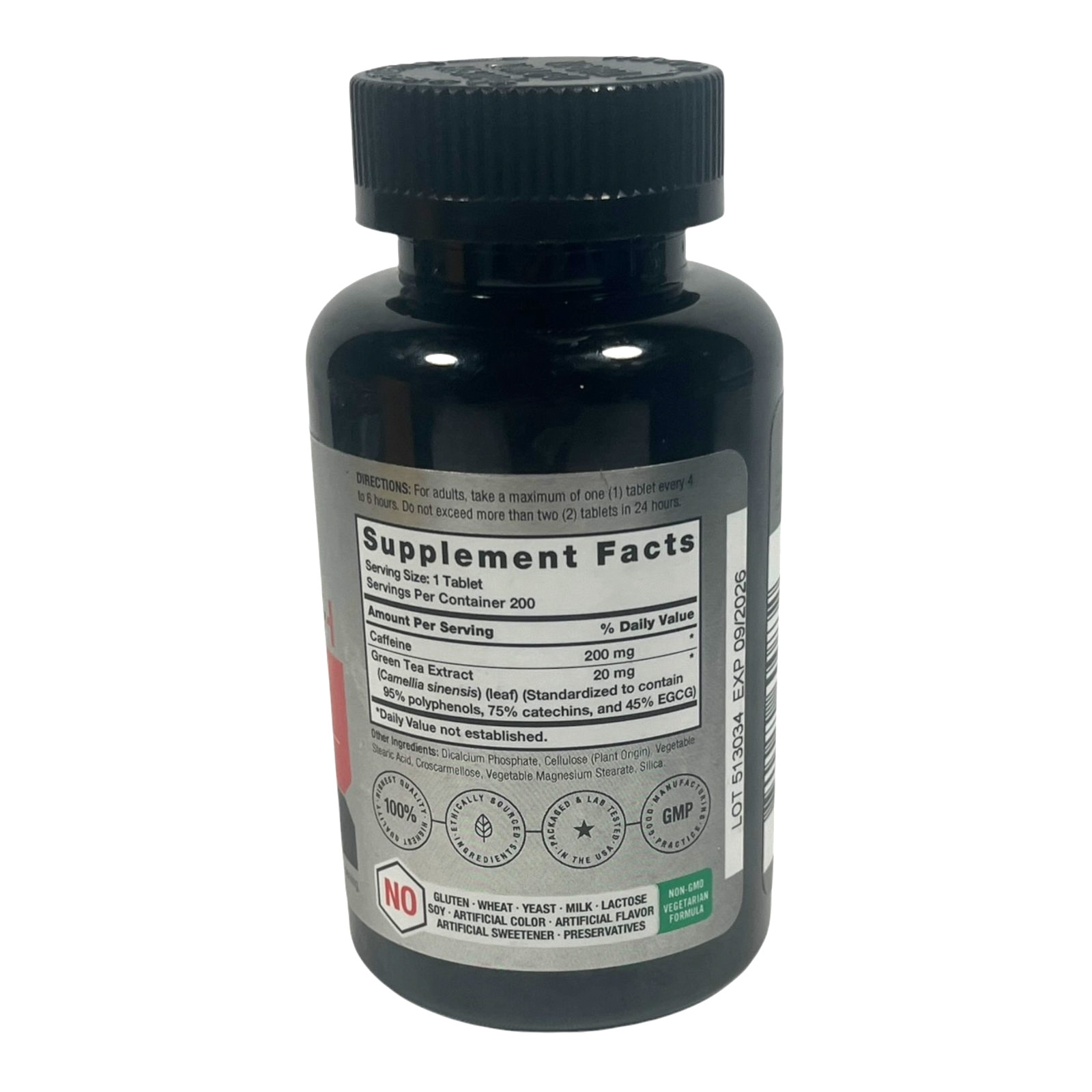 Caffeine Pills 200mg | with Green Tea | 200 Tablets | Vegetarian | by Horbaach