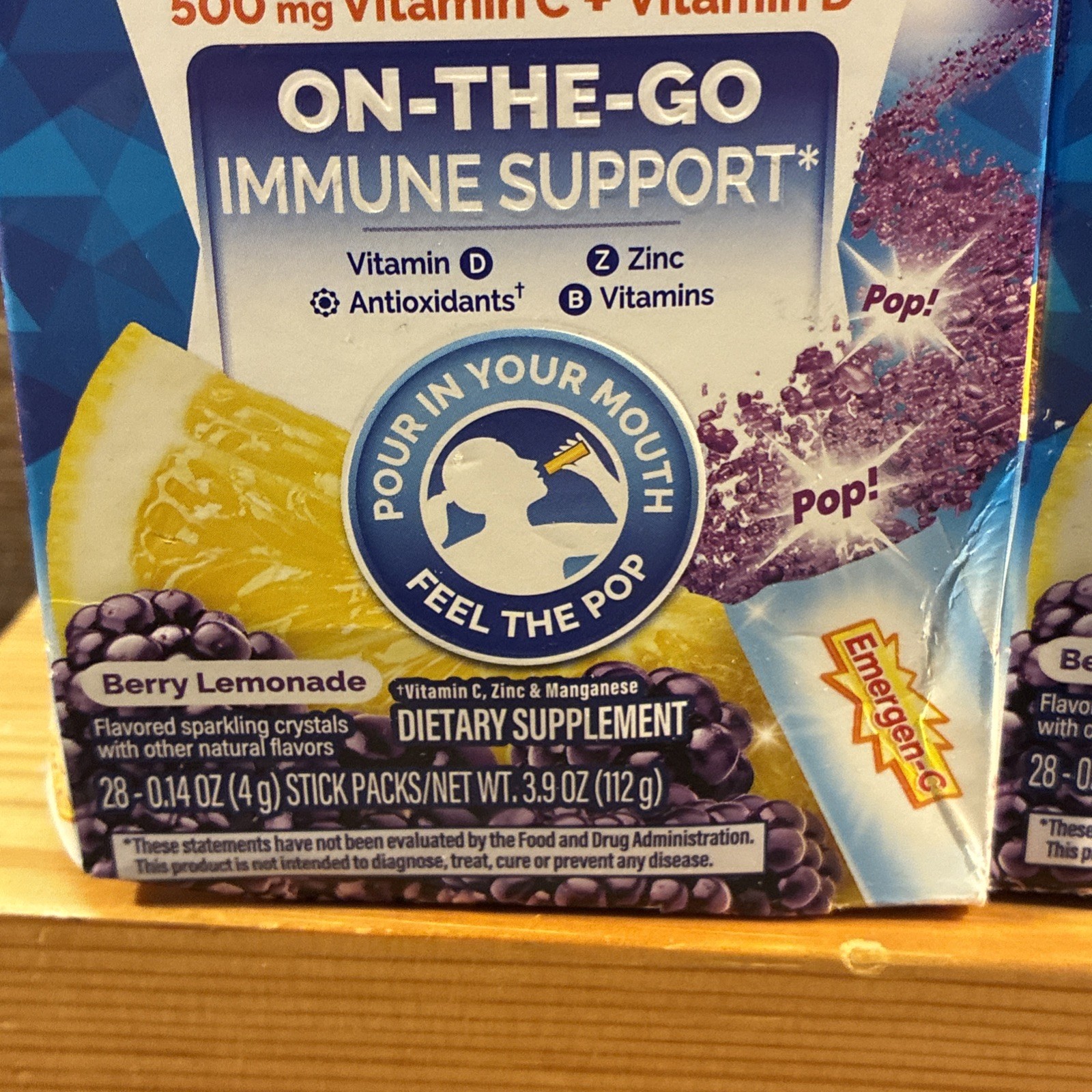 LOT 2 EMERGEN-C IMMUNE+ CRYSTALS, ON-THE-GO IMMUNE SUPPORT, BERRY LEMONADE