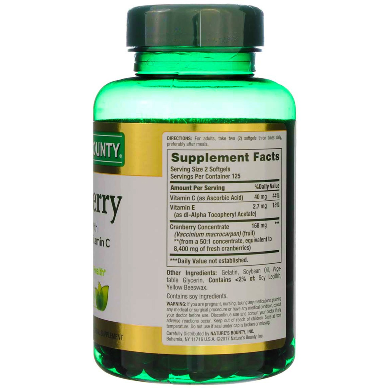 3 Pack Nature’s Bounty Herbal Health Cranberry Rapid Release Softgels with Vi…