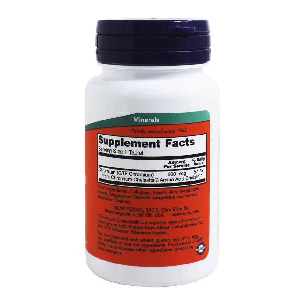 NOW Foods GTF Chromium 200 mcg., 100 Tablets