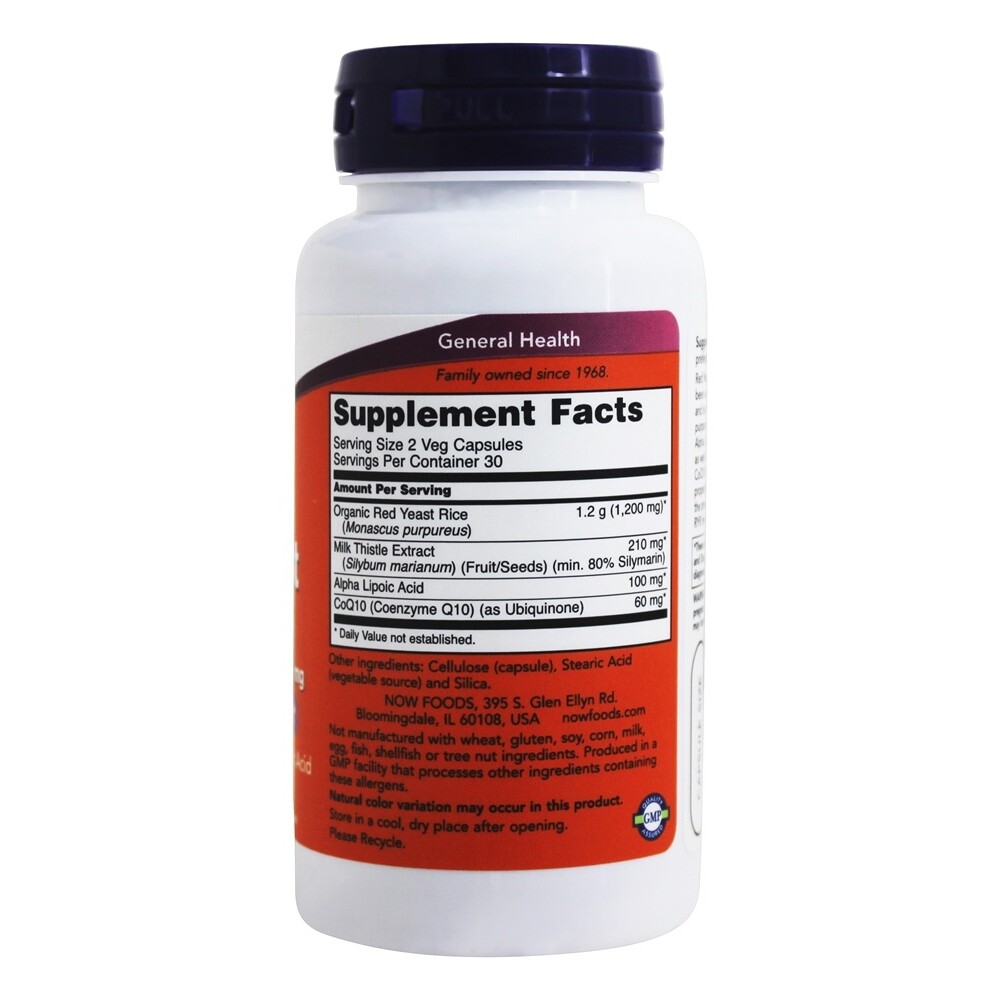 NOW Foods Red Rice Yeast & CoEnzyme Q-10 Formula, 60 Vegetarian Capsules