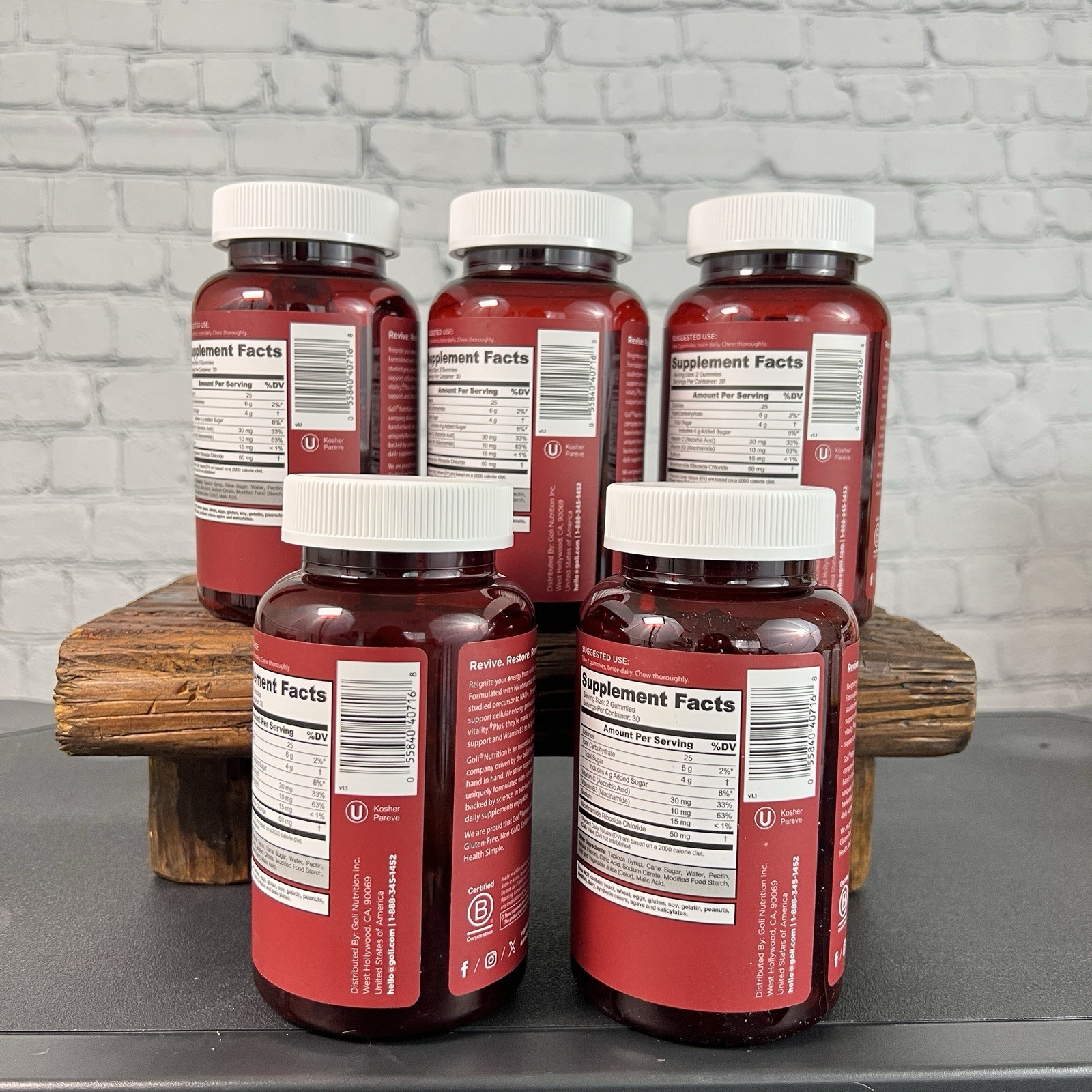 Goli Nutrition Renew NAD+ Gummies Nicotinamide Riboside 5 Bottles 60ct Each