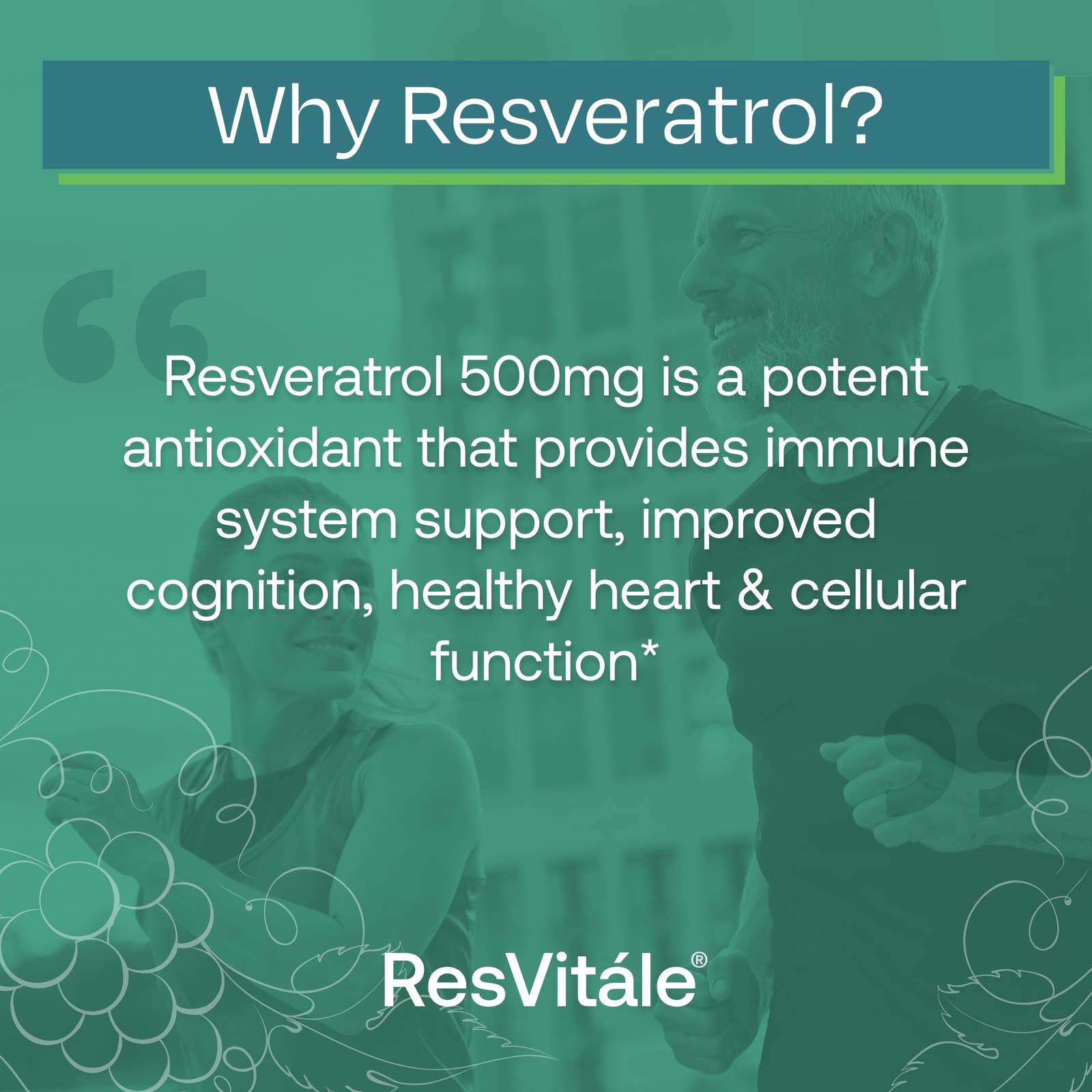 ResVitale Resveratrol 500mg – Antioxidant Supplement, 60 Vegetarian Capsules