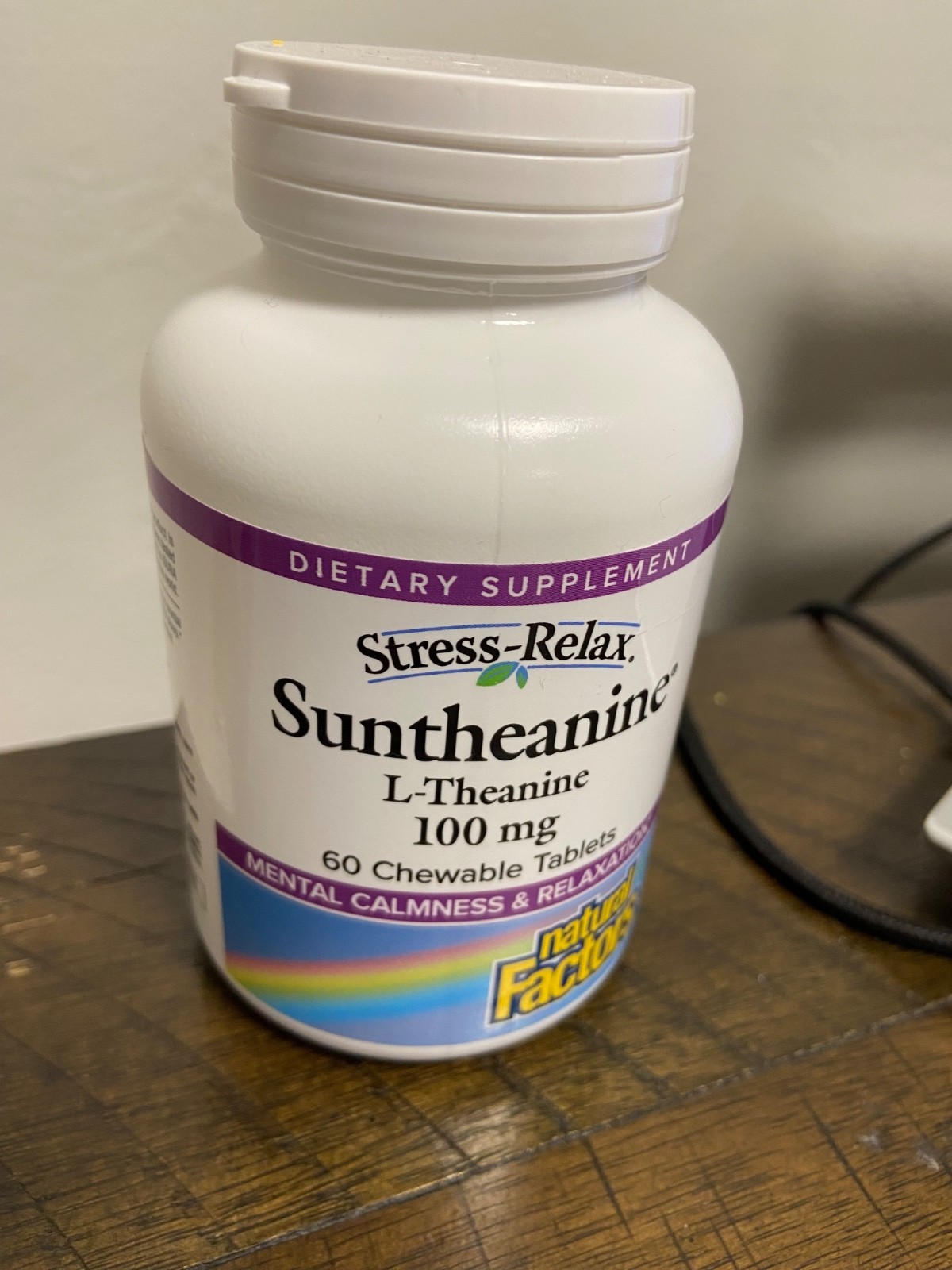 Natural Factors Stress-Relax Suntheanine L-Theanine 100 mg,60 Chew Tablets