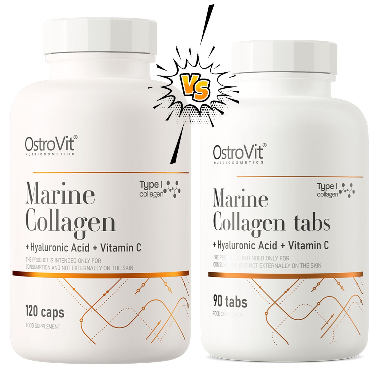 OSTROVIT MARINE COLLAGEN TYPE I + Hyaluronic Acid + Vitamin C -Tablets/Capsules