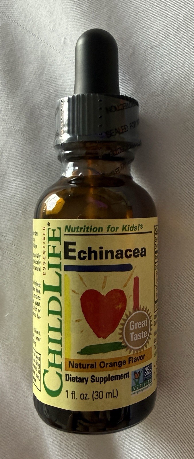 ChildLife Echinacea Drops Natural Orange Flavor Immune Support 1 fl oz (30 mL)