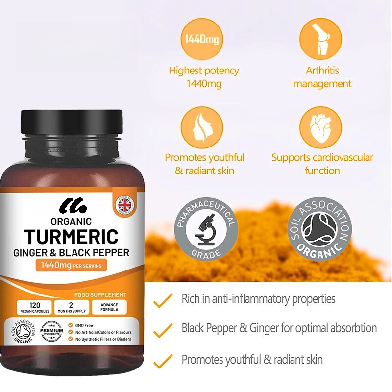 Turmeric Ginger&Black Pepper 1440mg Per Serving Supports Joint And Heart Health