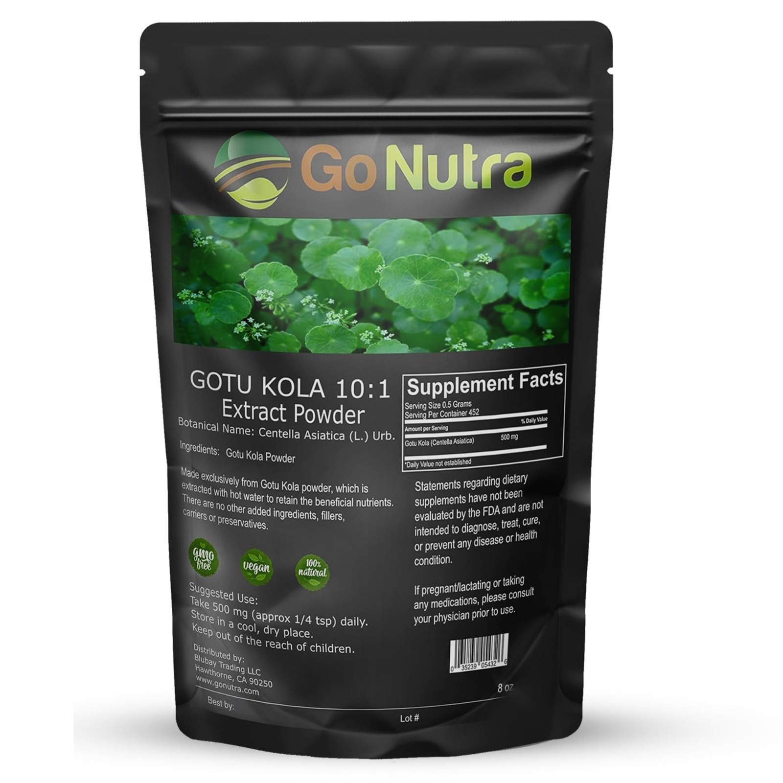 Gotu Kola Extract 10:1 Powder – 8 oz Centella Asiatica | Gotu Kola Powder NonGmo