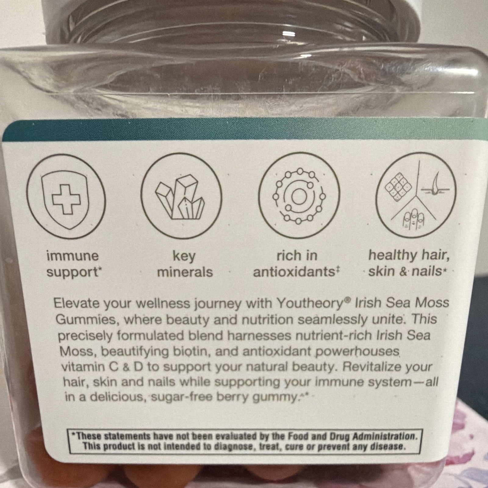Youtheory Irish Sea Moss+ Gummies 60ct Sugar-Free Berry Exp 07/2027