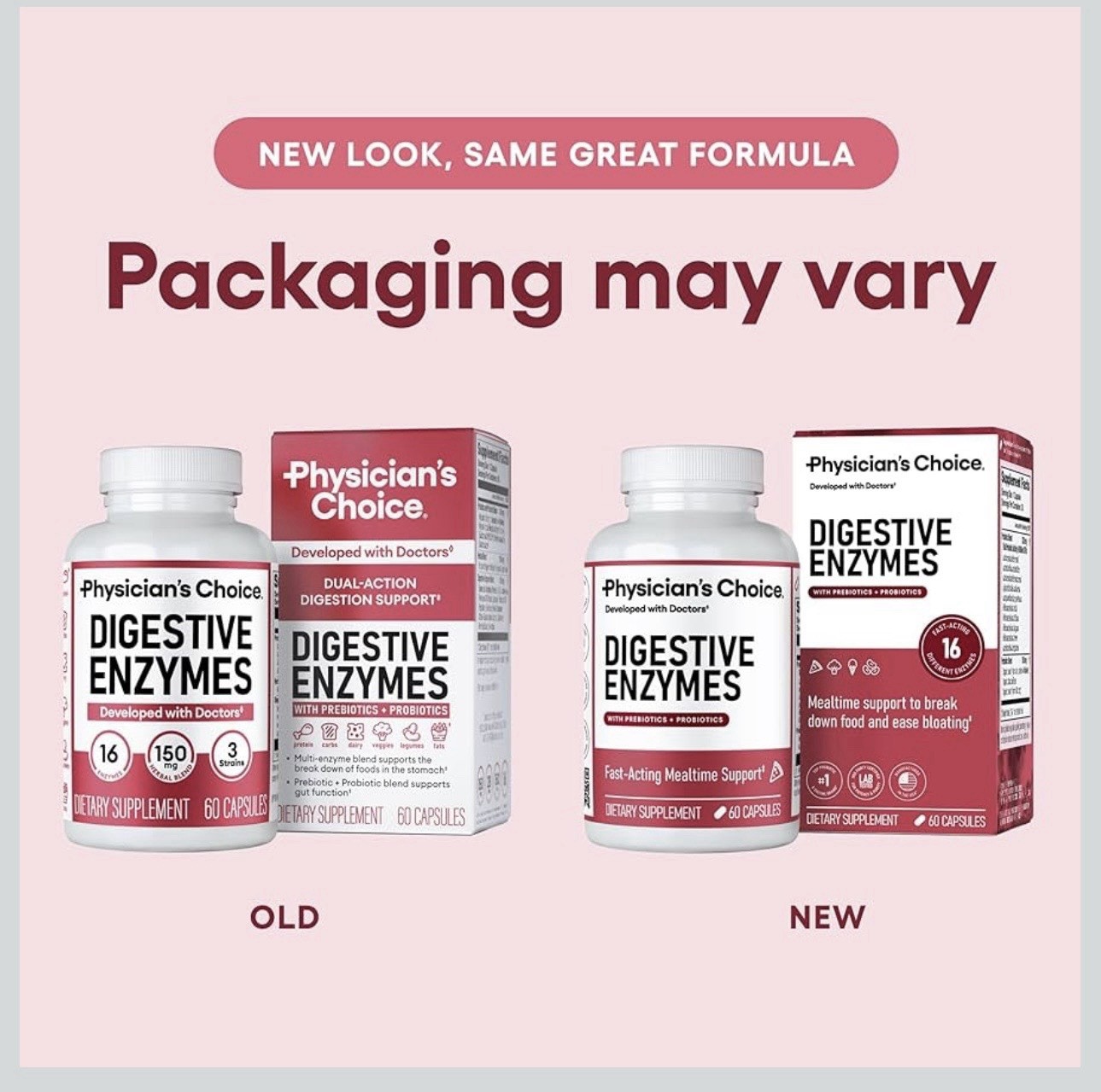 Physician’s Choice Digestive Enzymes Prebiotics + Probiotics 60 Caps No Refrig