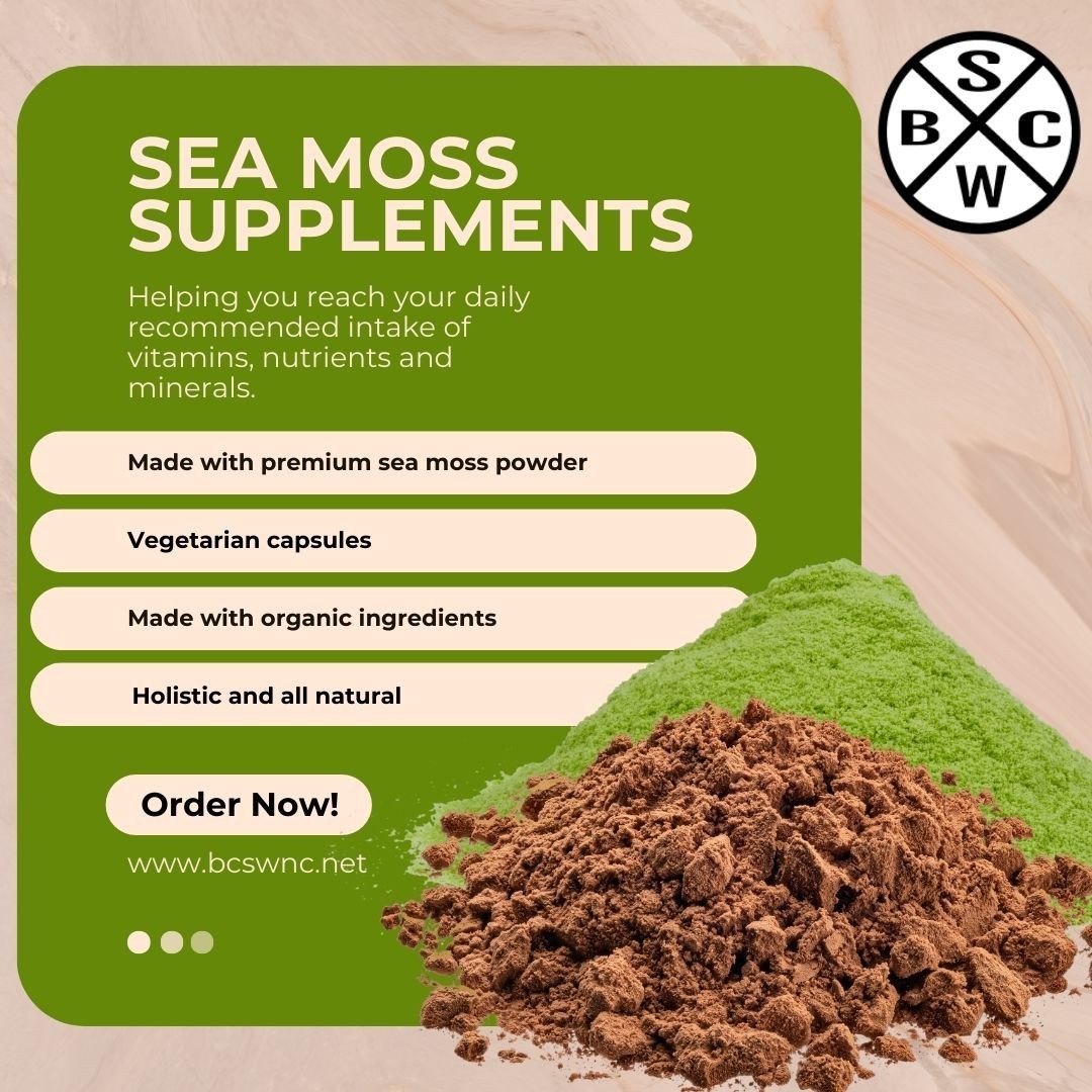 Organic Sea Moss and Agaricus Blazei mushroom Capsules – 75 capsules!! 1000mg XL