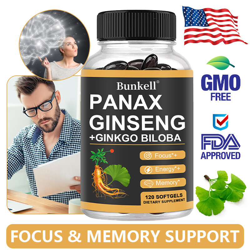 Panax Ginseng w/ Ginkgo Biloba for Memory Focus Energy Brain Health Capsules