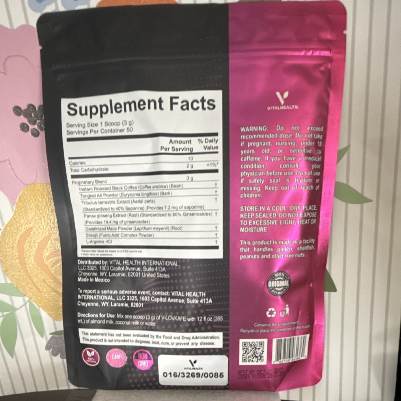 VitalHealth V-LOVKAFE Coffee Flavor Vegan Keto Gluten-Free Powder 5.30 oz 150 g