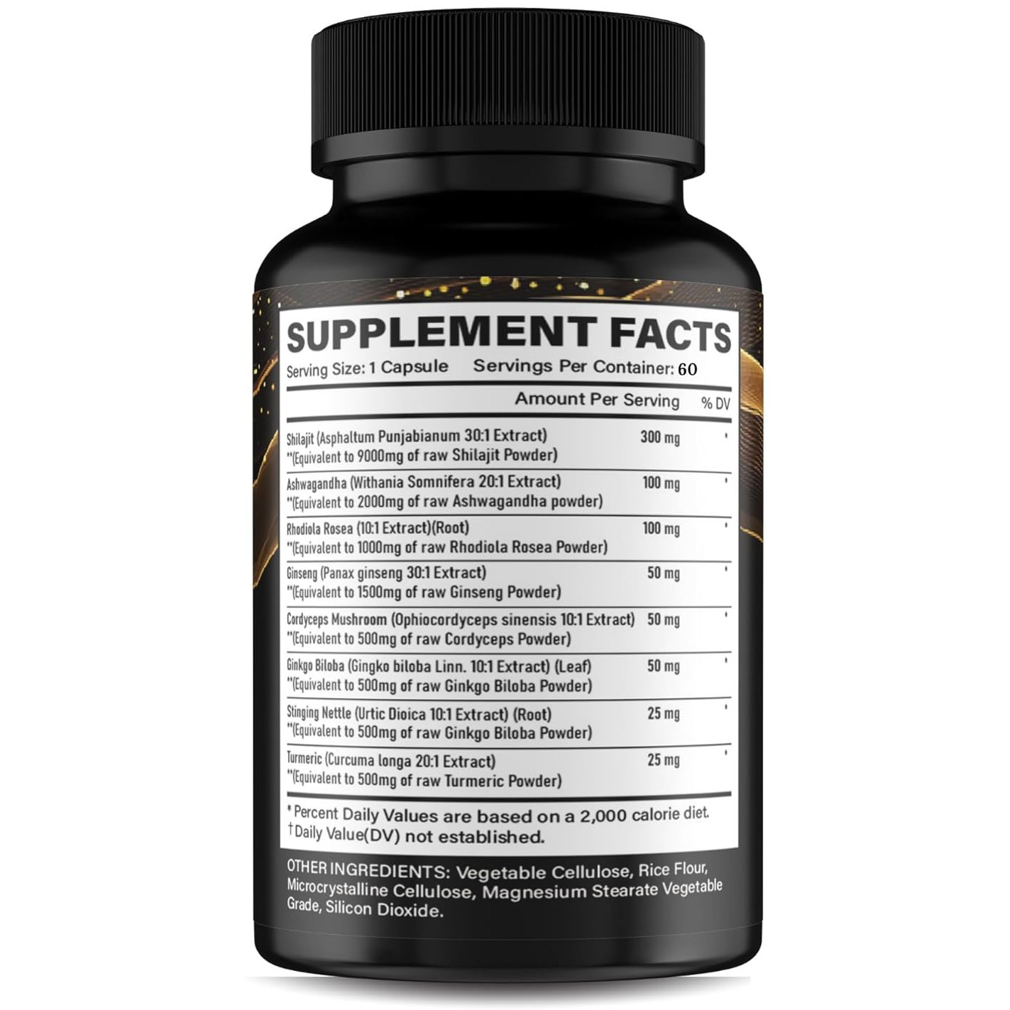 8-in-1 Shilajit Dietary Supplement, Ashwagandha, Rhodiola Rosea, USA Made