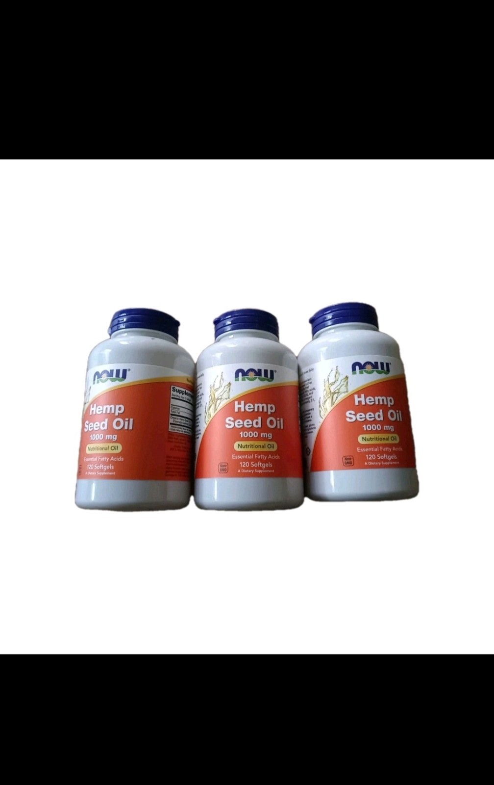NOW Hemp Seed Oil Softgels 120 Count X 3 Non-GMO Essential Fatty Acids 09/2026