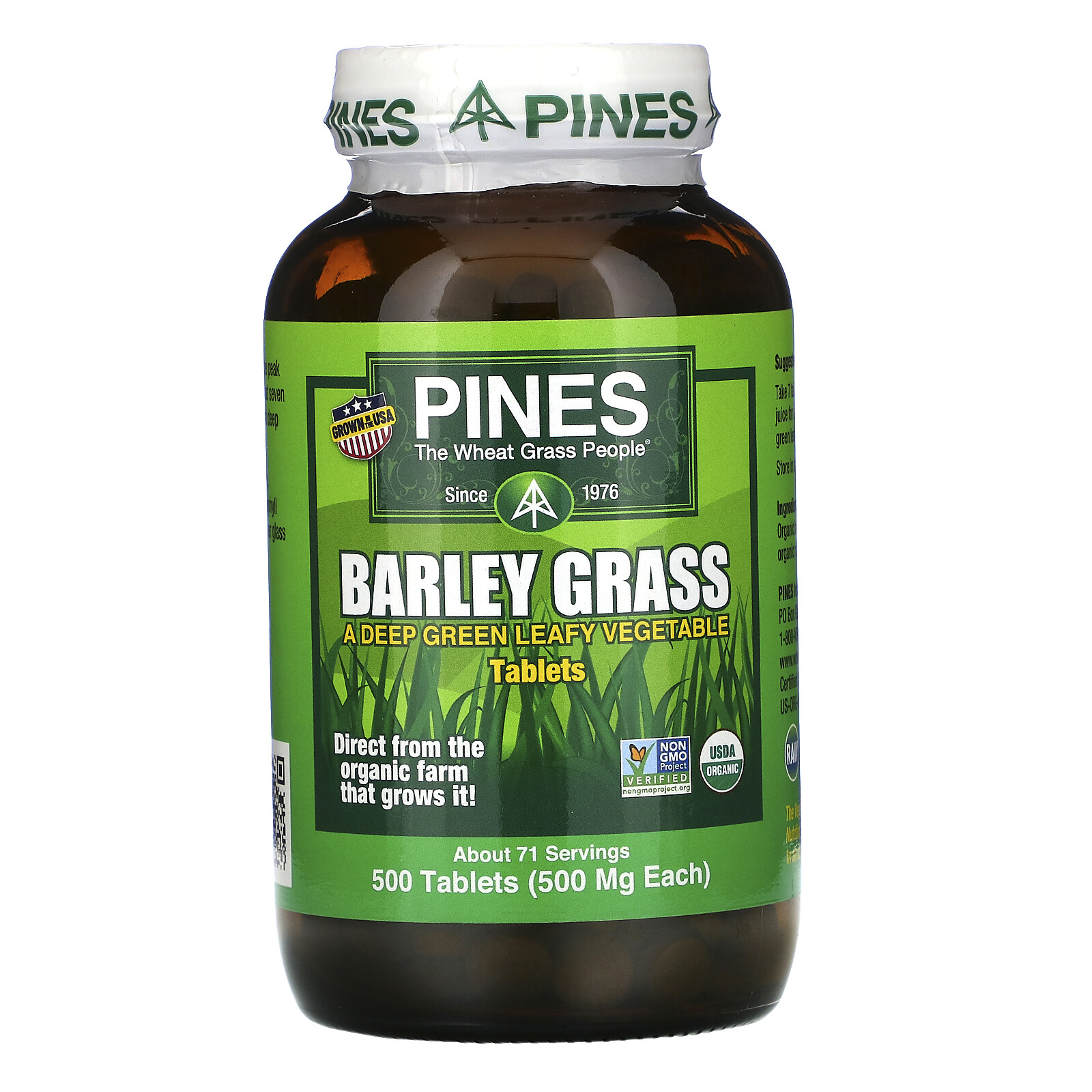 Pines Barley Grass A Deep Green Leafy Vegetable Tablet Supplement 500 mg 500 ct