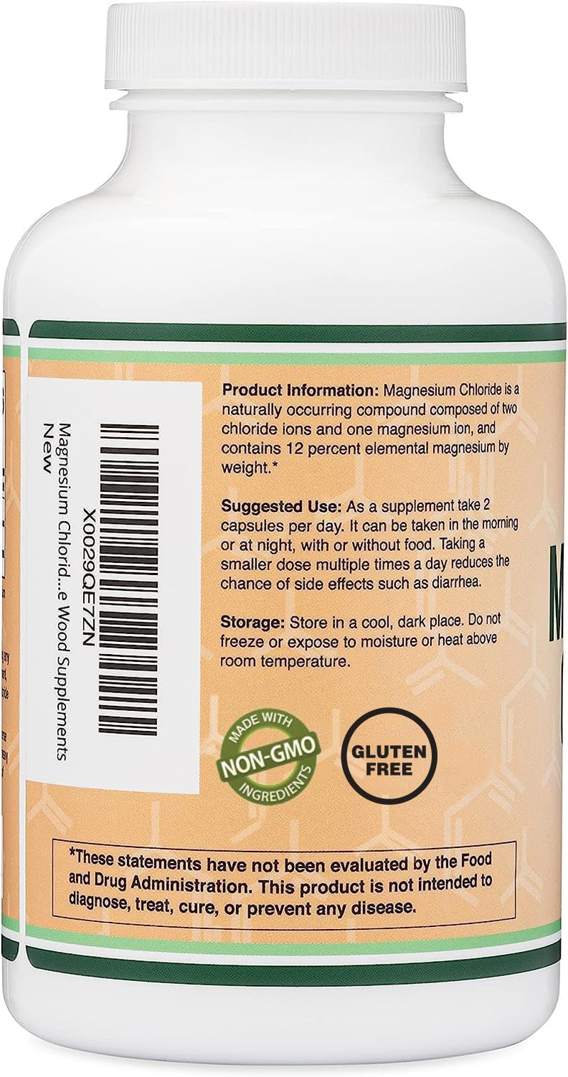 Magnesium Chloride Capsules – 180 Count, 1,000mg Per Serving, Supports Digestive