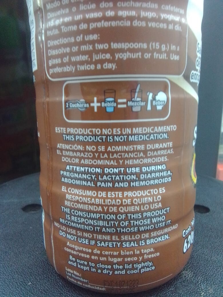 3 -Fiber Xotzil Cocoa Flavor 1.376 Lib / Fibra Sabor Cocoa 620g Prod. Mexicano.