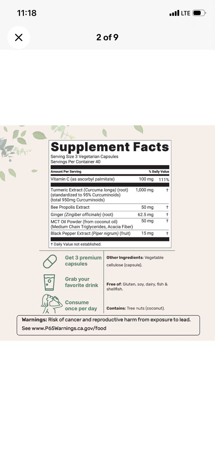 YOKABA Turmeric Curcumin 5000mg w/ Black Pepper 250 Capsules Gluten-Free