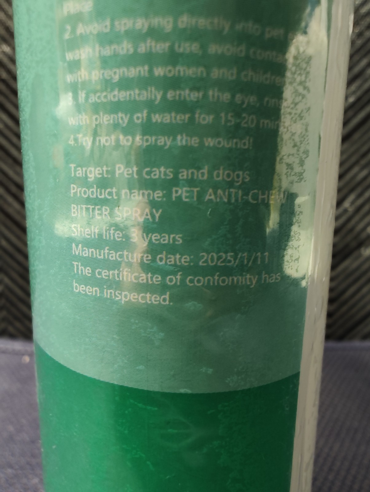 Plant Extracts Pet Anti-Chew Bitter Spray indoor and outdoor pet corrector B82