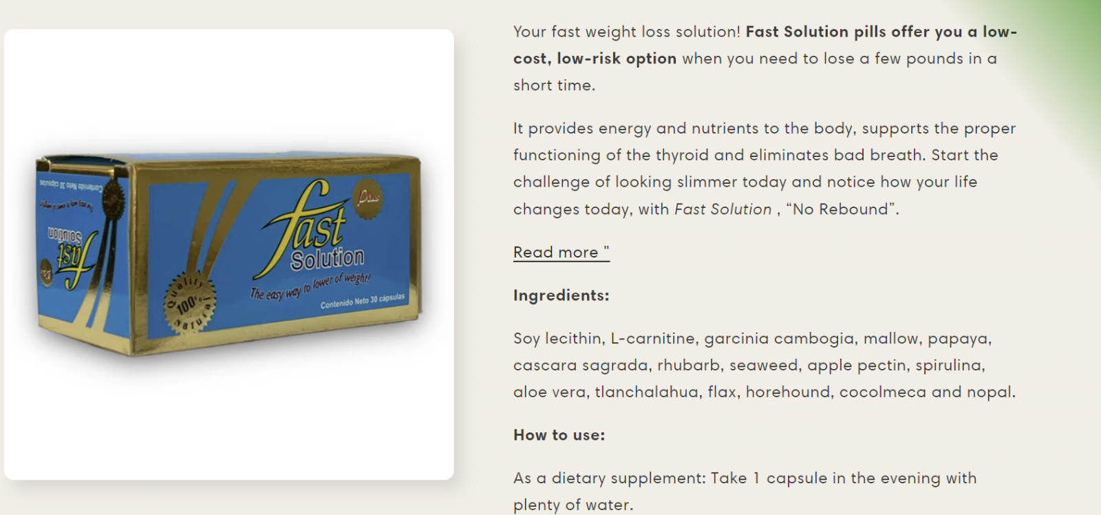 2 Fast Solution Suplemento Natural 60 Caps 500 Exp 2026 Up
