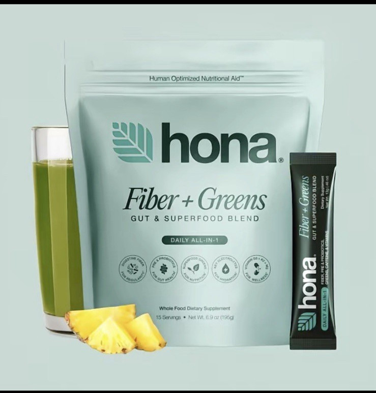 Hona Fiber + Greens Superfood Blend Powder Pineapple Vegan 3.2 oz