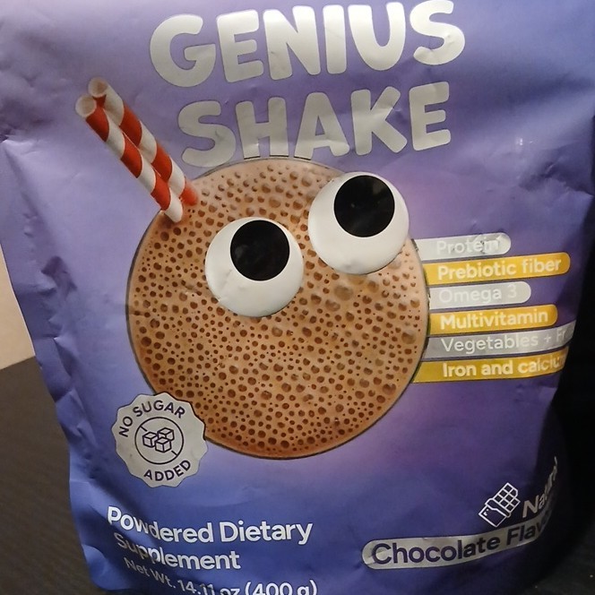 Genius Shake Powdered Multivitamin Protein Omega-3 Chocolate No Sugar 14.11 oz
