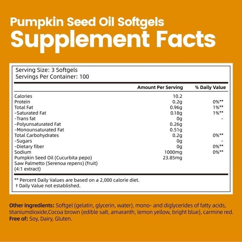 Pumpkin Seed OilSaw Palmetto 1000mg Softgels Natural Prostate Support Free ship-