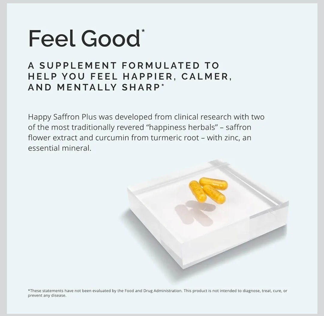 BrainMD Happy Saffron Plus Vegan Capsules Mood Memory Sexual Function 90 Ct